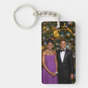 Christmas of President Barack Obama and Michelle Keychain