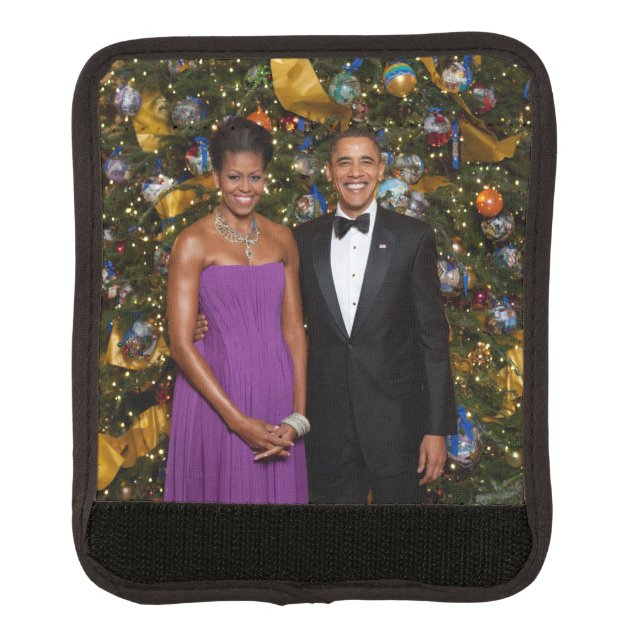 Christmas of President Barack Obama and Michelle Luggage Handle Wrap (Front)