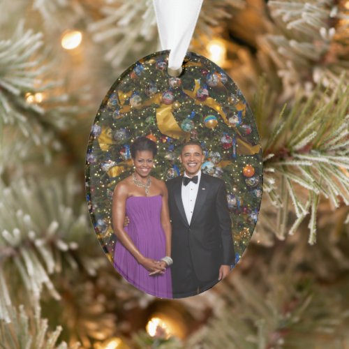 Christmas of President Barack Obama and Michelle Ornament