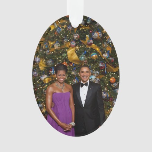 Christmas of President Barack Obama and Michelle Ornament