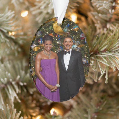 Christmas of President Barack Obama and Michelle Ornament