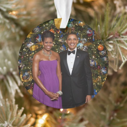 Christmas of President Barack Obama and Michelle Ornament