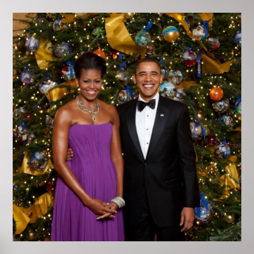 Christmas of President Barack Obama and Michelle Poster