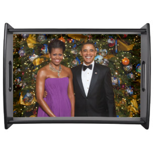 Christmas of President Barack Obama and Michelle Serving Tray