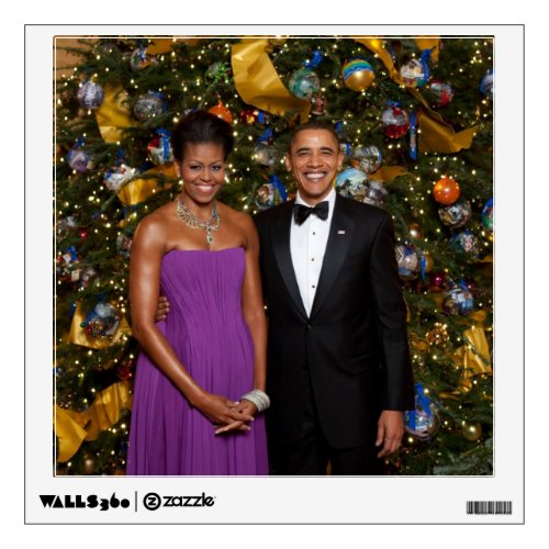 Christmas of President Barack Obama and Michelle Wall Decal