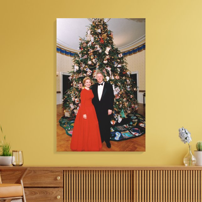 Christmas of US President Bill Clinton & Hillary  Canvas Print (Insitu(LivingRoom))