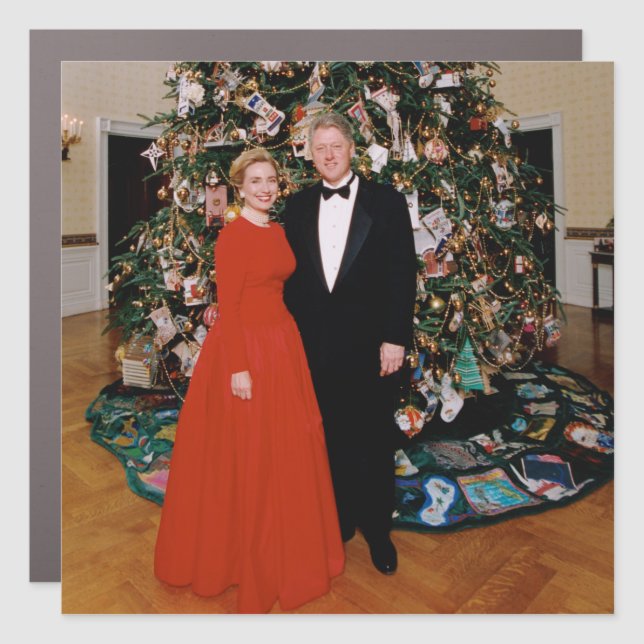 Christmas of US President Bill Clinton & Hillary  Car Magnet (Front)