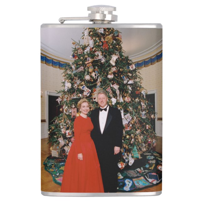 Christmas of US President Bill Clinton & Hillary  Flask (Front)