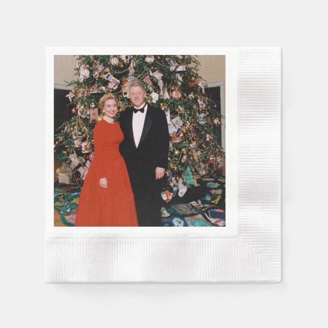 Christmas of US President Bill Clinton & Hillary  Napkins (Front)