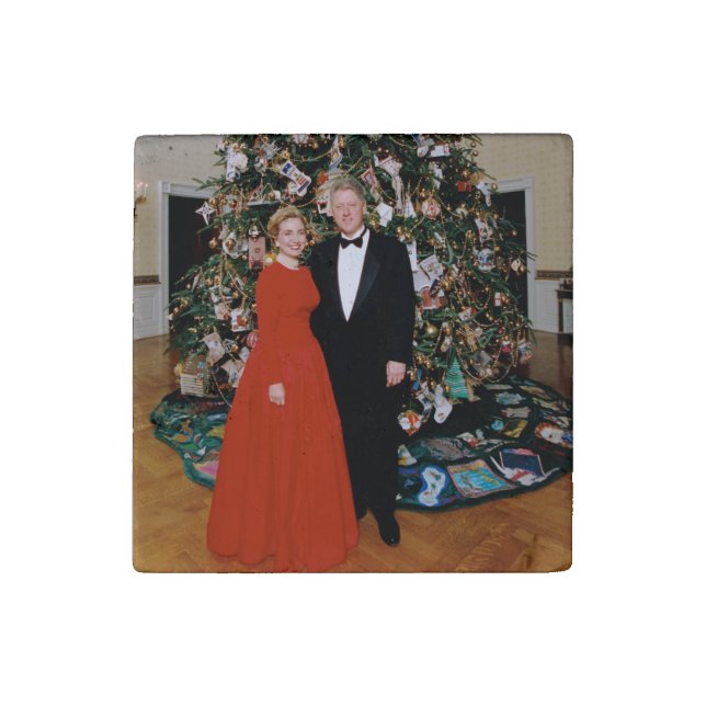 Christmas of US President Bill Clinton & Hillary  Stone Magnet (First Magnet)