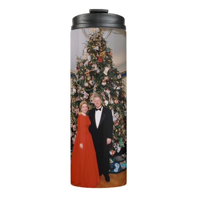 Christmas of US President Bill Clinton & Hillary  Thermal Tumbler (Front)