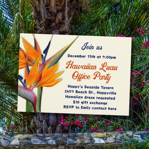 Christmas Office Party Hawaiian Luau Theme Invitation
