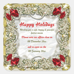 Christmas office premises closed from to peace square sticker