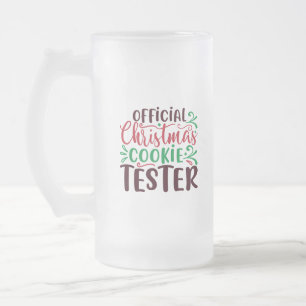Christmas official cookie tester frosted glass beer mug