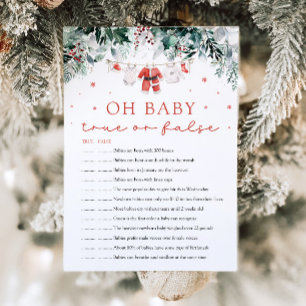 Christmas Oh Baby True or False Baby Shower Game Invitation