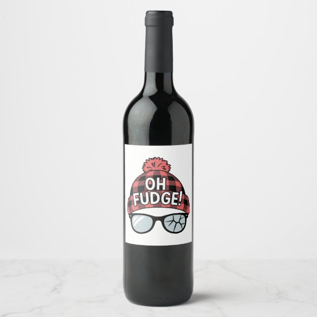 Christmas Oh Fudge Xmas Vacation Funny Holiday  Wine Label (Front)