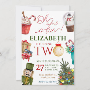 Christmas Oh What Fun 2nd Birthday Invitation