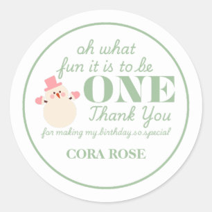 Christmas Oh What Fun First Birthday  Classic Round Sticker