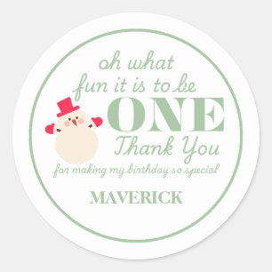 Christmas Oh What Fun First Birthday  Classic Round Sticker