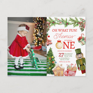 Christmas Oh What Fun First Birthday Postcard