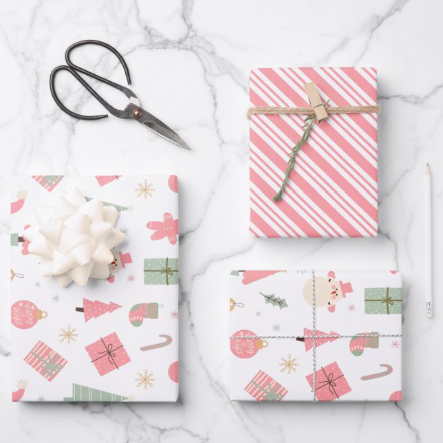 Christmas Oh What Fun First Birthday  Wrapping Paper Sheets (Front)