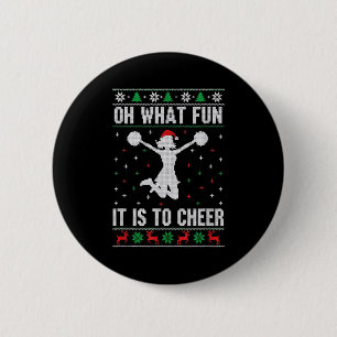 Christmas Oh What Fun It Is To Cheer - Cheerleadin Button
