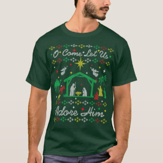 Christmas ol Christian O Come Let Us Adore Him Jes T-Shirt