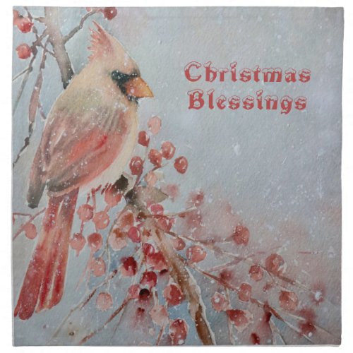 Christmas Old Fashioned Cardinal  Cloth Napkin