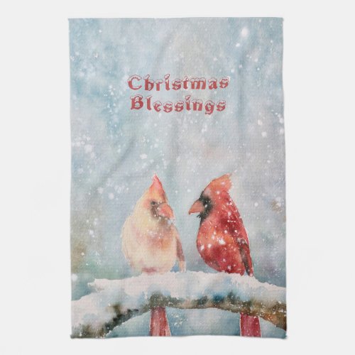 Christmas Old Fashioned Cardinals Kitchen Towel