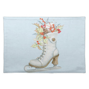 Christmas Old Fashioned Ice Skate Cloth Placemat
