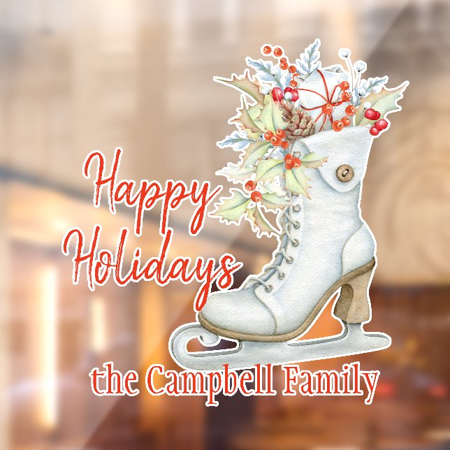 Christmas Old Fashioned Ice Skate Custom Window Cling (Sheet 2)