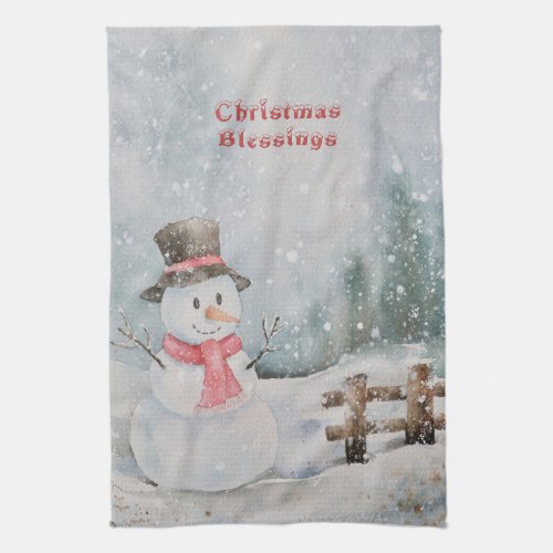 Christmas Old Fashioned Snowman Kitchen Towel