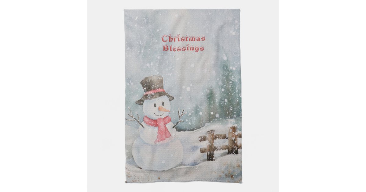 Funny Wine Dish Towels, Winter Kitchen Decor, Snowman Kitchen