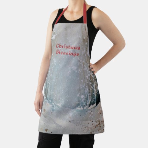 Christmas Old Fashioned Winter Snow Scene Apron