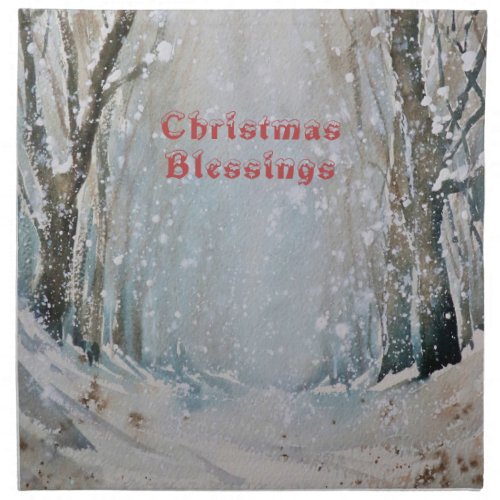 Christmas Old Fashioned Winter Snow Scene  Cloth Napkin