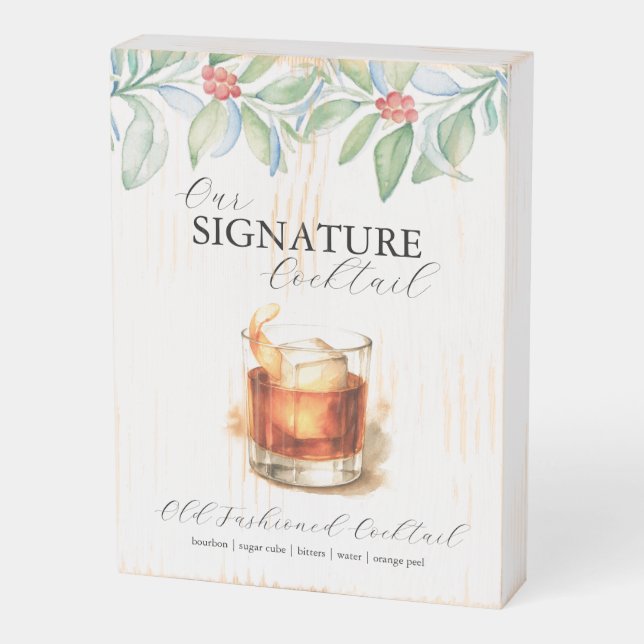 Christmas Old Fashioned Wood Bar Signs (Angled Vertical)