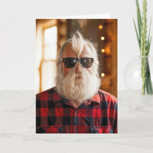 Christmas Old Man With Beard Under Sunglasses Card