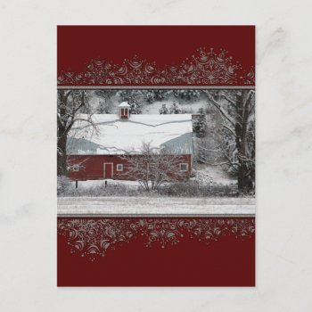 Christmas Old Red Barn In The Snow Postcard by SueshineStudio at Zazzle
