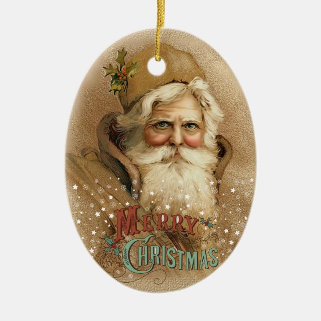 Christmas Old World Santa 2 Ceramic Ornament (Front)