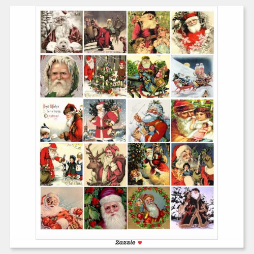 Christmas old world vintage santa claus art sticker