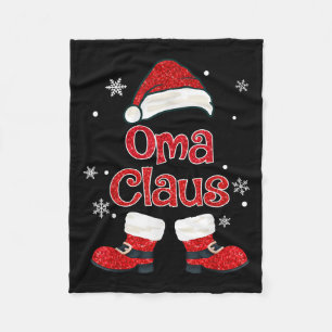 Christmas Oma Claus Grandmother Aunt Mother Daught Fleece Blanket
