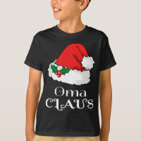 Christmas Oma Claus Matching Pajama Santa Hat X-ma