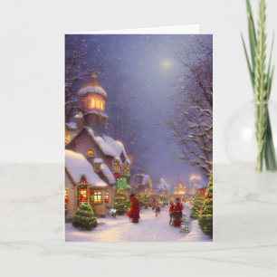 Christmas on a Snowy Night Blank Greeting Card