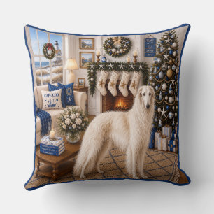 Christmas On Cape Cod ,Borzoi Throw Pillow