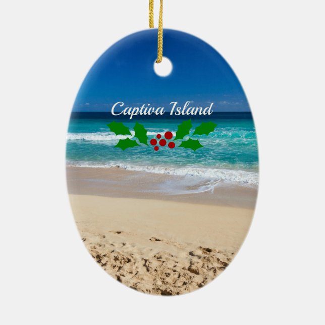 Christmas on Captiva Island, Florida Ceramic Ornament (Back)