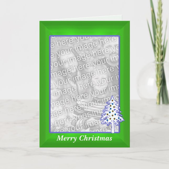 Christmas on Green Tall Photo Holiday Card (Front)