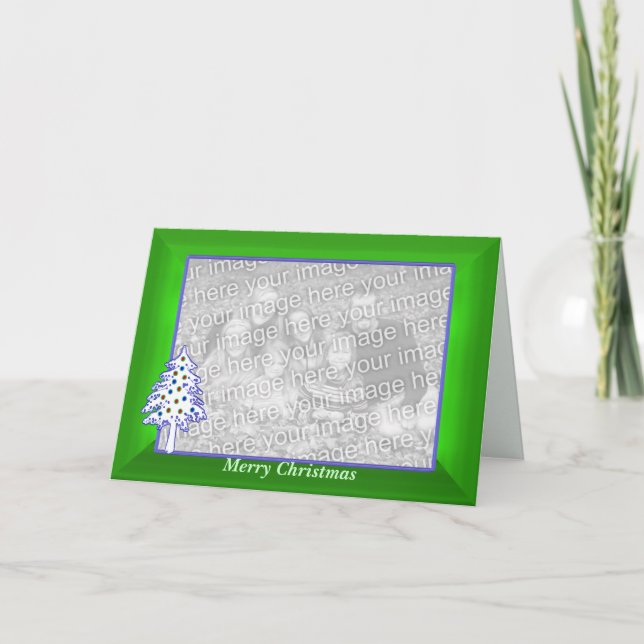 Christmas on Green Wide Photo Holiday Card (Front)