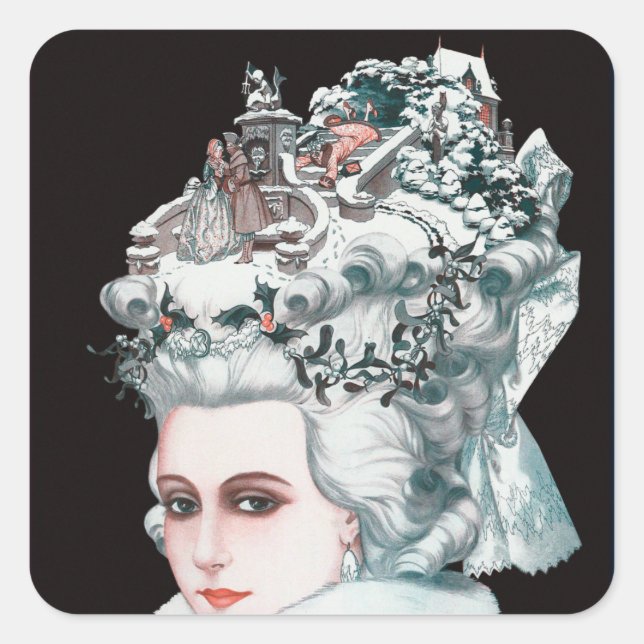 Christmas on Her Mind Vintage Fashion Square Sticker (Front)