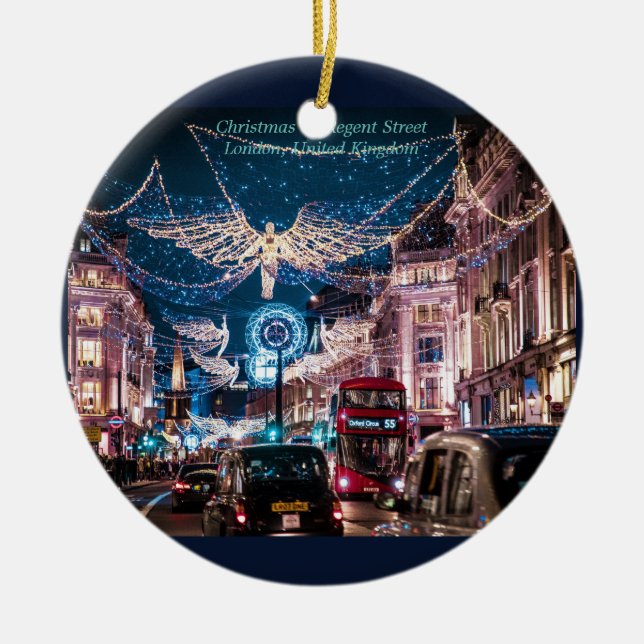 Christmas on Regent Street UK London Ceramic Ornament (Front)
