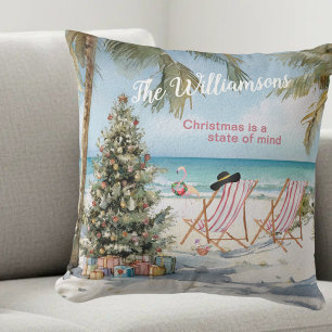 Christmas on the Beach is Still Christmas Throw Pillow